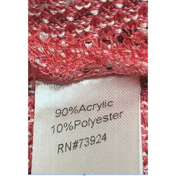 Ming Wang Womens M Open Front Knit Jacket Pink Black Trim Textured Blazer - Picture 10 of 10